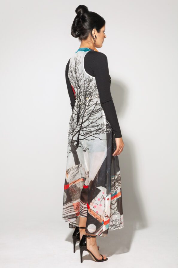 Tree Bustle Dress coal and heart back