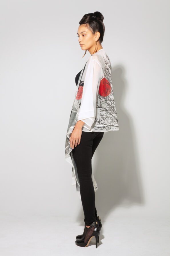 Tree kimono black with dots left