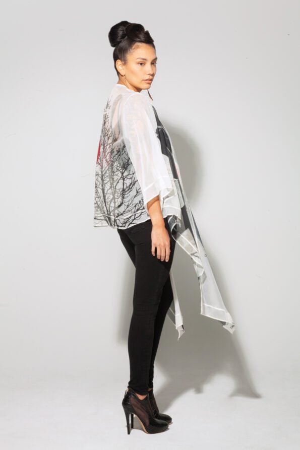 Tree kimono black with dots right